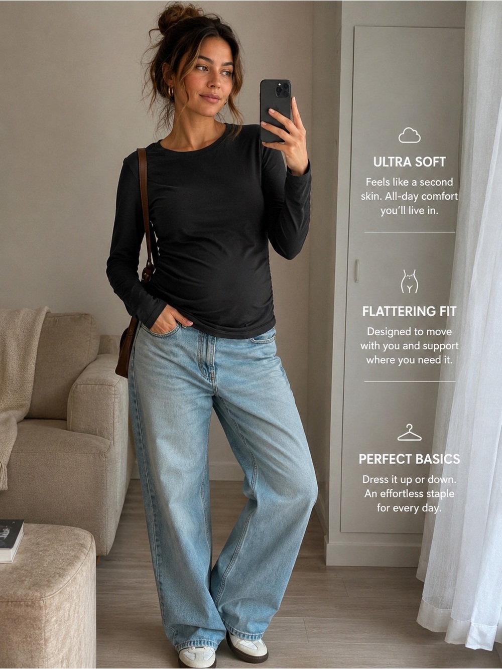 Gap maternity pure body. Black. Ultra soft cotton size XS